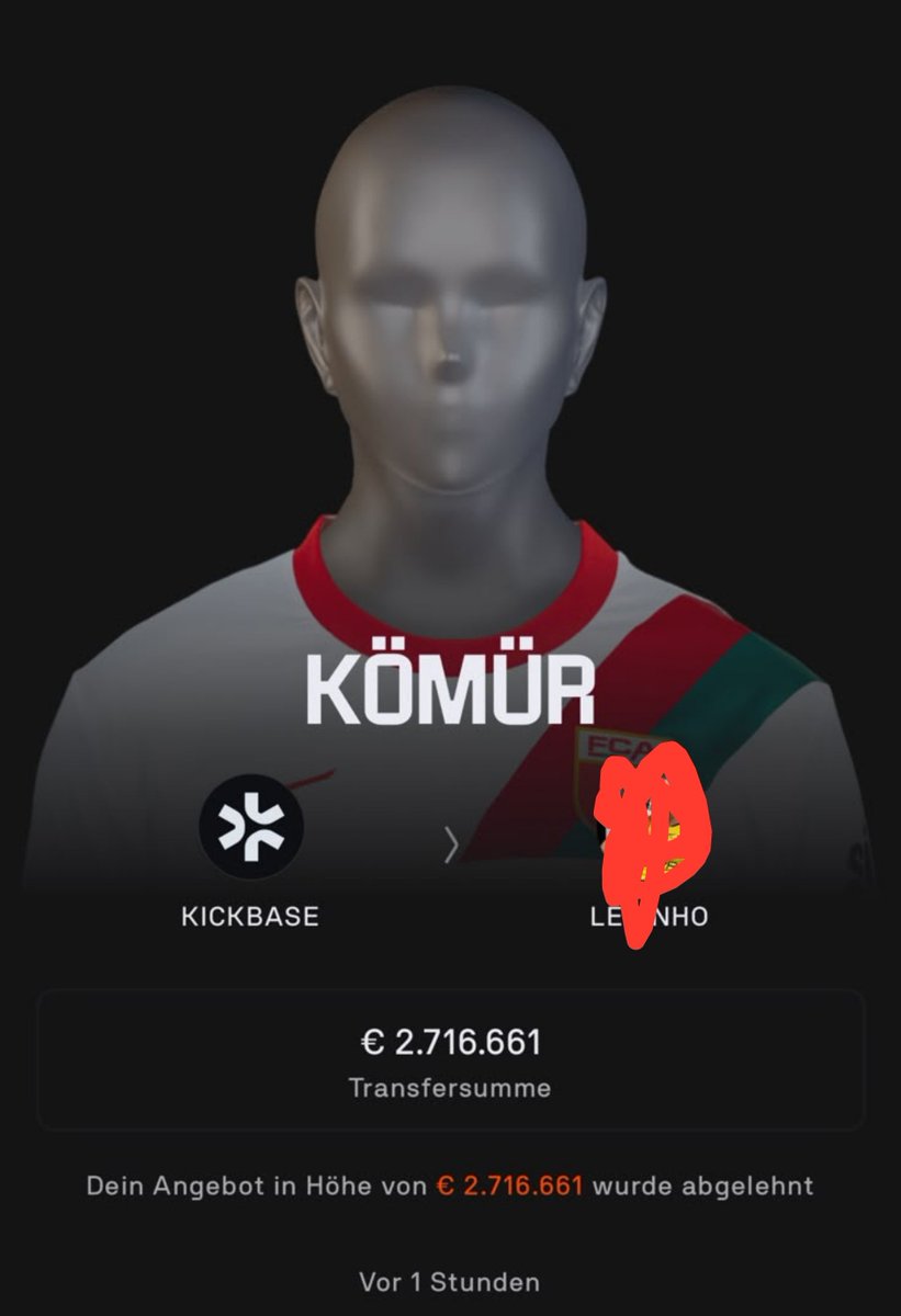VfB_Zoneee's tweet photo. Ähhh kann mir wer helfen? Zählt dann wer als erstes das Angebot abgeben hat🤔🤔 #Kickbase https://t.co/5EDSLxTmZy