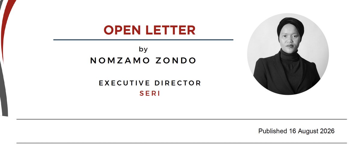 SERI_RightsSA's tweet photo. [OPEN LETTER] Marikana was always about Black life. 

On the 14th anniversary of the Marikana massacre, SERI's Executive Director, Nomzamo Zondo, reflects on the enduring struggle for Black life — from Marikana to Stillfontein, Usindiso and Enyobeni.

https://t.co/AUDNA8V814 https://t.co/S8VTjW8oM4