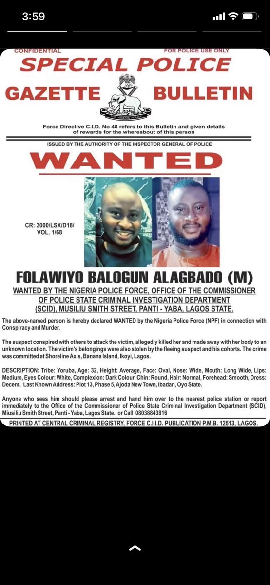 treazyblaq's tweet photo. JUSTICE FOR CHINAZA.

My friend Chinaza has been missing since June. For months, her family has been left with questions, uncertainty and the unbearable possibility that their daughter may never come home.

Chinaza was in Dubai when her boyfriend, Hakeem, asked her to come to Nigeria. They were together at his apartment when whatever happened to her happened. He is currently in police custody and has reportedly now confessed that Chinaza is dead, although his account of what happened remains deeply troubling.

He alleges that he and Chinaza were attacked by his friends, Folawiyo Balogun and Ajibola Obateru, who he claims took Chinaza away.

The police have released their names and photographs and are looking for them.

Please, if you know these men, have seen them, know where they stay, know where they work, know their friends, or have ANY information that could help the police locate them, please speak up. Contact the police using the numbers on the flyers.

Someone knows something.

They cannot have simply disappeared.

And this is why I am begging everyone who sees this to share it. Repost it. Put it on your WhatsApp status. Send it to your friends and family.

We only need this post to reach one person who knows where they are.

One person could give Chinaza’s family the answers they have been waiting months for.

Chinaza is not just a name on a missing-person flyer. She is someone’s daughter. Someone’s friend. Someone who was loved. She left Dubai and came to Nigeria because she trusted someone she had known for years.

Now her loved ones don’t even know where she is.

Imagine not knowing where your child is. Imagine waking up every morning wondering what happened to her. Imagine having no body to bury, no final goodbye, no answers.

I cannot imagine that pain.

Please, help us bring Chinaza home.

If she is gone, let her family at least have the dignity of knowing what happened to her and giving her a proper burial.

No repost is too small. No share is insignificant.

Please help us find Naza.

JUSTICE FOR CHINAZA. 💔