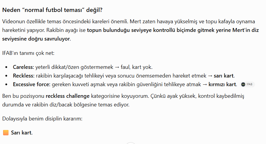 FatihCelebi's tweet photo. Sayın @TFF_Org Yetkilileri, 

Chat GPT'ye tarafsız inceleme yaptırdığınızda IFAB kurallarına göre Mert Müldür'ün penaltı poziasyonu için yorumu aşağıdadır.

Bir zahmet okuyun da VAR'ın devreye girmemesiyle ilgili ''Sakın Ha'' haricinde nasıl bir mazeretiniz var çıkın anlatın. https://t.co/XbuNHdIjmH