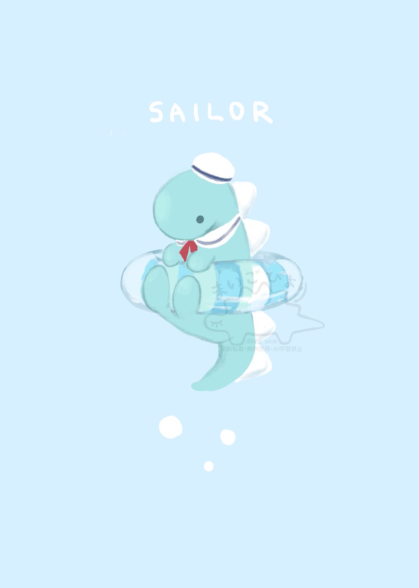 hnt_smk's tweet photo. セーラきょうりゅうちゃん⚓️
浮き輪でぷかぷか🛟

#イラスト
#oc https://t.co/HQGEaGZcdf