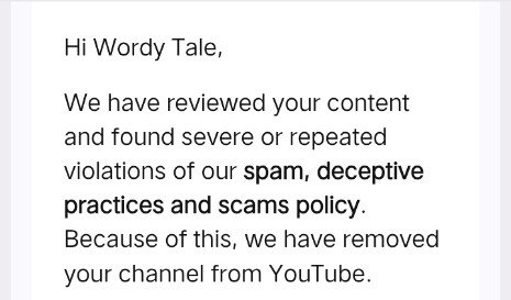 wordytale3's tweet photo. My YouTube channel has been terminated, and my appeal was also rejected. 

I kindly request you to please review my case once again. I am ready to correct everything and ensure 100% original and compliant content.
 
Channel Link : https://t.co/75dkfWZIVl

@TeamYouTube https://t.co/rh22QCKpIC