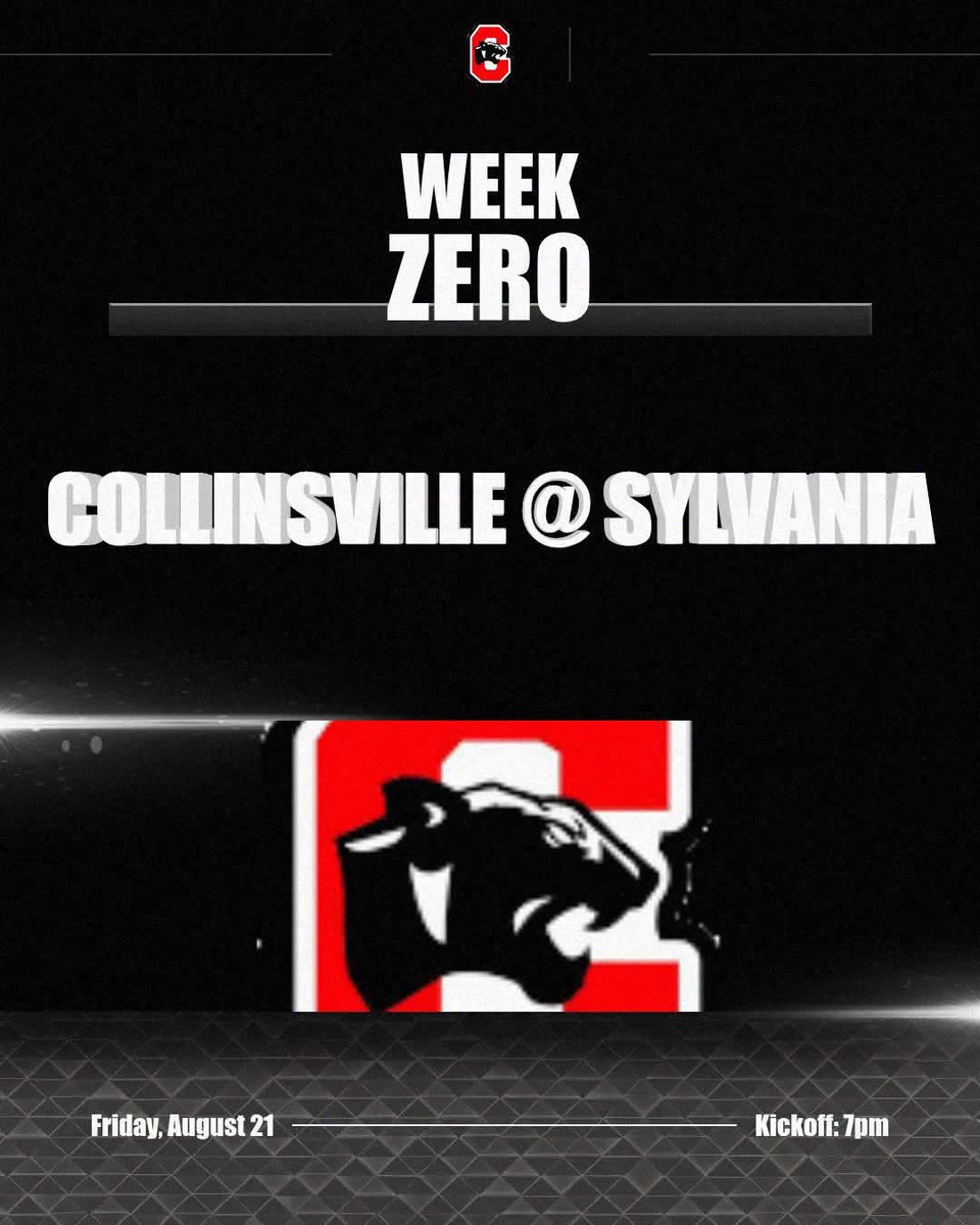 Collinsville_HS's tweet photo. Week 0

Opponent: Sylvania Rams
Location: Sylvania, AL
Date: Friday, August 21
Kickoff: 7PM 

Collinsville won the last meeting 28-26 (2025) https://t.co/QetzlmJ7O2