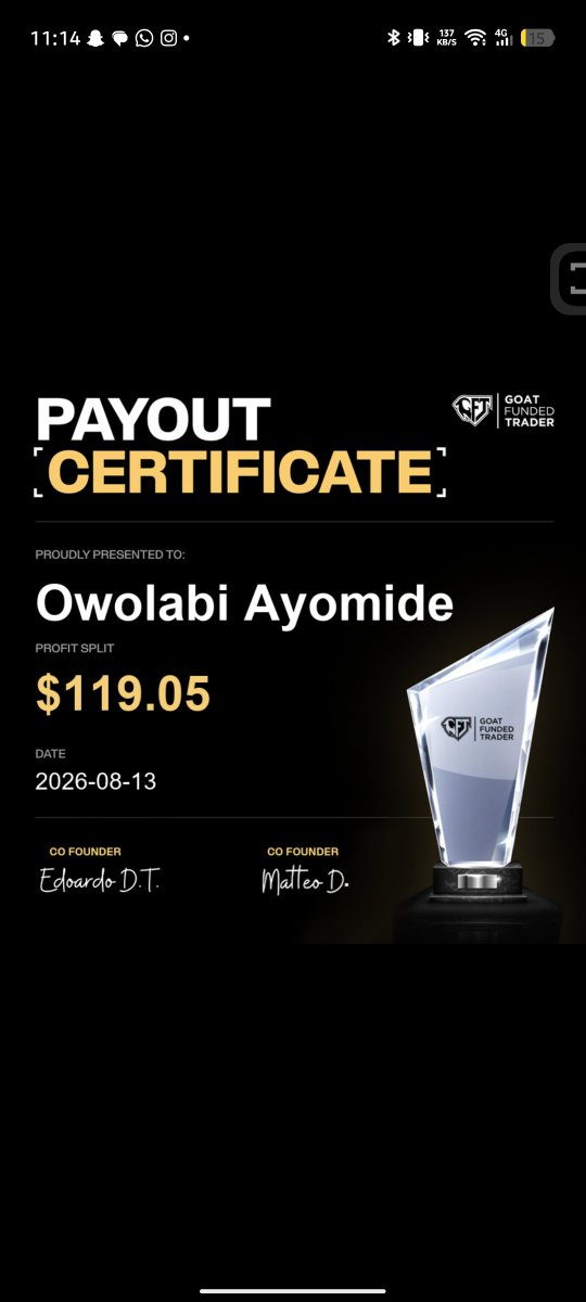 owoelecthimself's tweet photo. After a lot of denials from prop firms and also delayed which affected my mental health and financial so I made a decision to and contact @CableAnalyst and he gave me one of the best firm I used just #23k to get a $5k @GoatFunded which I got paid @EdwardXLreal u valid https://t.co/u2PEAwG1j0