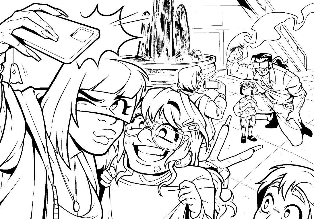 Dudegrossman's tweet photo. Forgot to add the context that these are some panels for a 2 pager I did for the @SynergysurgeFZ zine!!! 

Go check it out and support it, a bunch of people made some really awesome stuff.

#dispatch https://t.co/RwFAZo1yMa