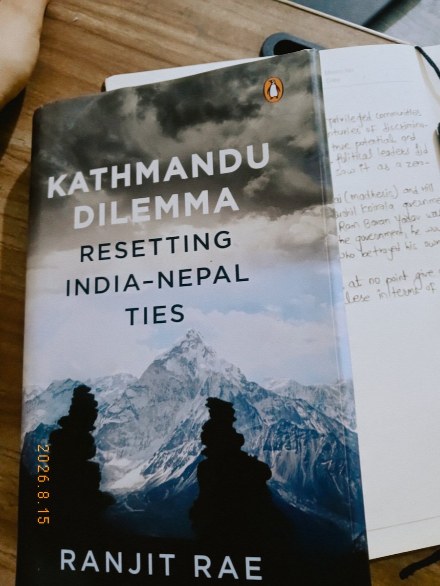 Pujapoudel71's tweet photo. Currently reading "Kathmandu Dilemma"
@RanjitRae 📖
Soaking in the Indian views on various facets of Nepal-India relations. https://t.co/JRtcxscks0
