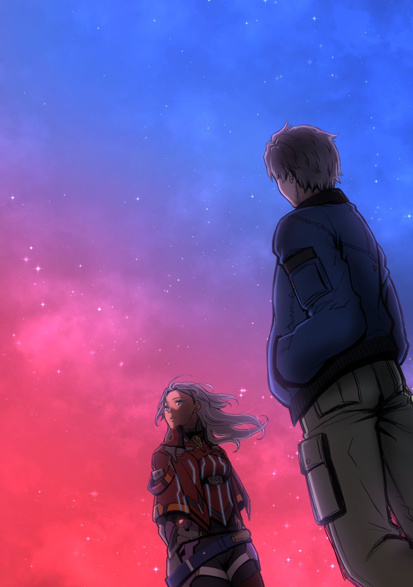 GameX004's tweet photo. 赤と青の空 https://t.co/Z4wIH9heHW