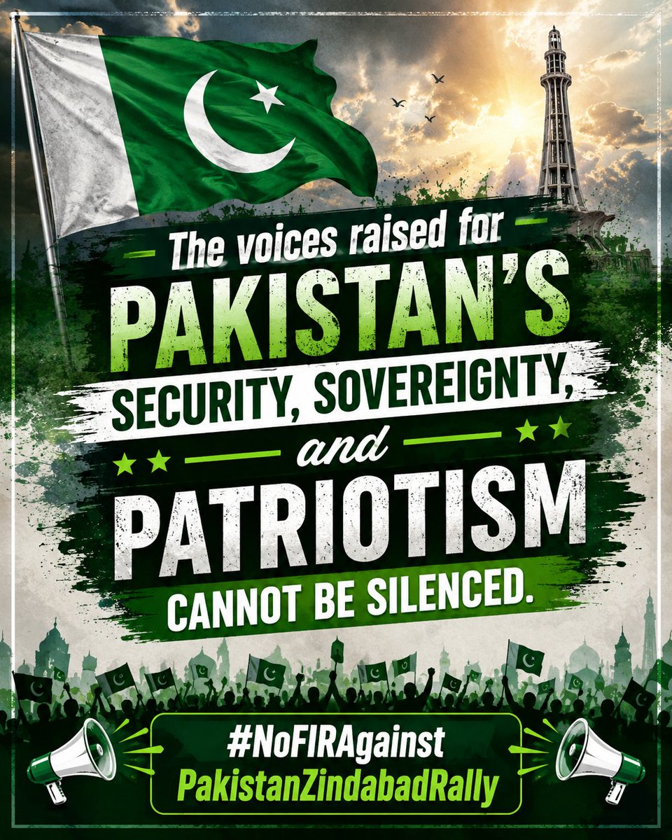 3wcxq's tweet photo. The voices raised for Pakistan’s security, sovereignty, and patriotism cannot be silenced.

#پاکستان_زندہ_باد_ریلی_پر_FIR_نامنظور https://t.co/7VHuPD7Ewj