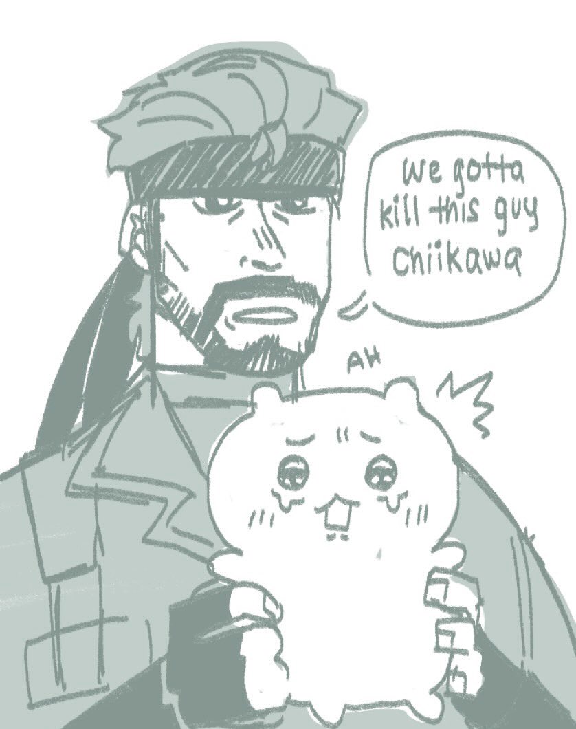 terraxart's tweet photo. Big Boss and Chiikawa https://t.co/lcdvDCjXuL