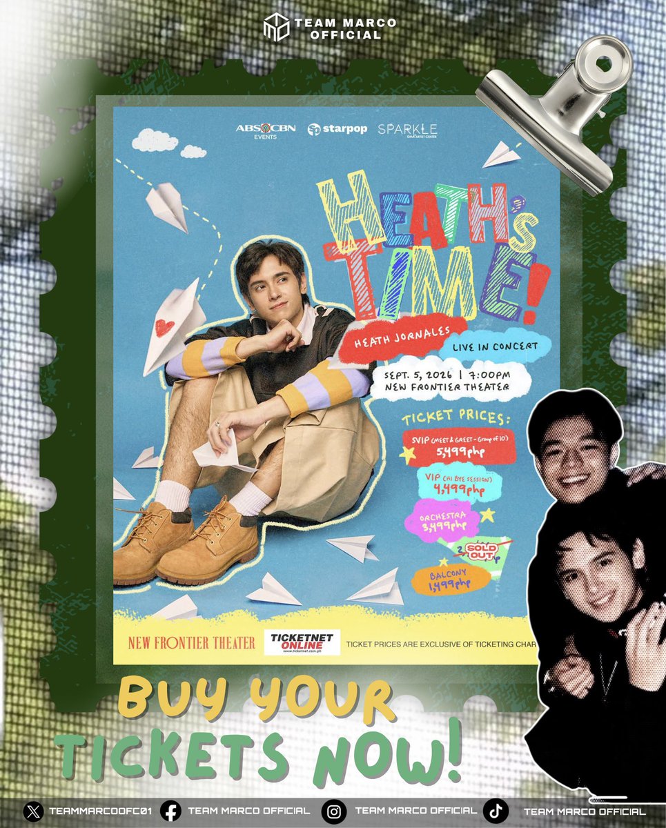 teammarcoofc01's tweet photo. Hey, Team Marco! 💙

Heath and his Buzzbears are inviting you to HEATH’S TIME! 🎸✨

Don’t miss your chance to be part of this special night on September 5 at the New Frontier Theater. Get ready for a celebration filled with Heath’s music, passion, and incredible journey. 🎶💙

Get your tickets now via TicketNet! 🎟️
🔗 https://t.co/XNcFSjvWTl

OR, you can also check @HeathWaversOFC social media pages, as they are offering discounted concert tickets! Message them now to secure your tickets. 

See you at HEATH’S TIME, Buzzbears and Team Marco! 💙