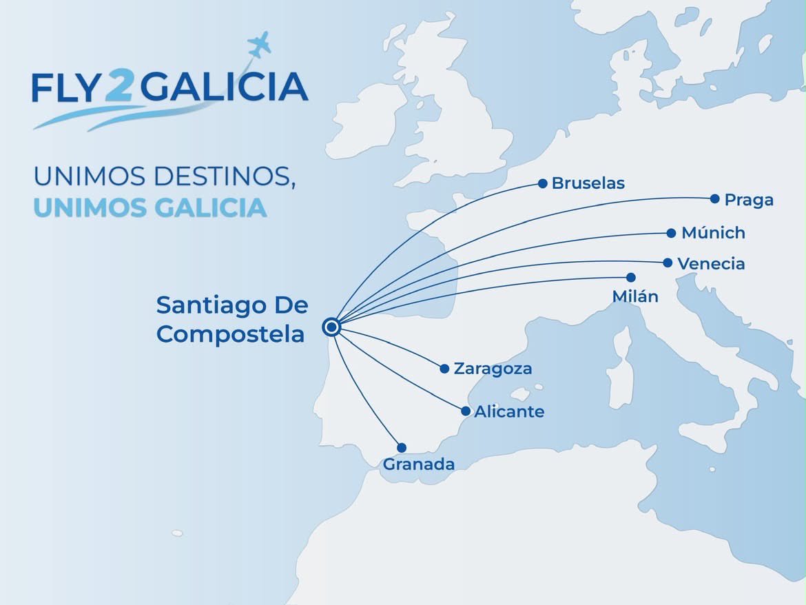SCQ_news's tweet photo. ��� La compañía @fly2galicia que nace para conectar Galicia con España y Europa se estrenará el próximo 1 de diciembre, conectando
#Galicia con 8 destinos.

Estará basado un 320 de 180 plazas en Santiago (wet lease)

📣Billetes a la venta la próxima semana. https://t.co/qTeu05VYkS