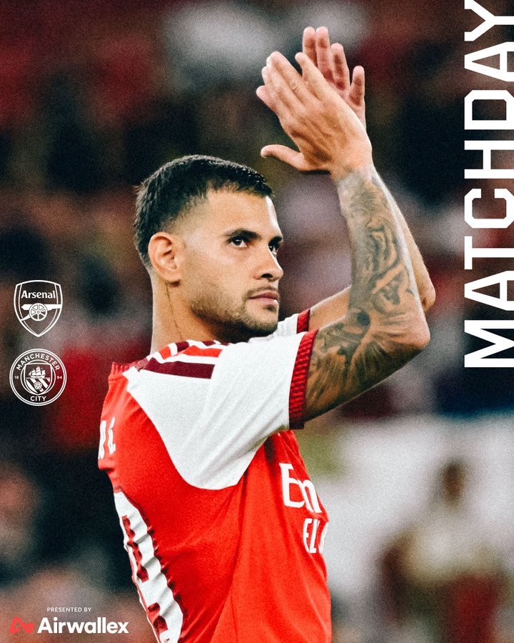YungBright3's tweet photo. Arsenal vs Man City 🔥 A new season, a new City era, and a major midfield battle. Can Arteta’s champions lift the Community Shield? 🔴🏆 Prediction: Arsenal 2-1 City. https://t.co/VYbstuTuh3