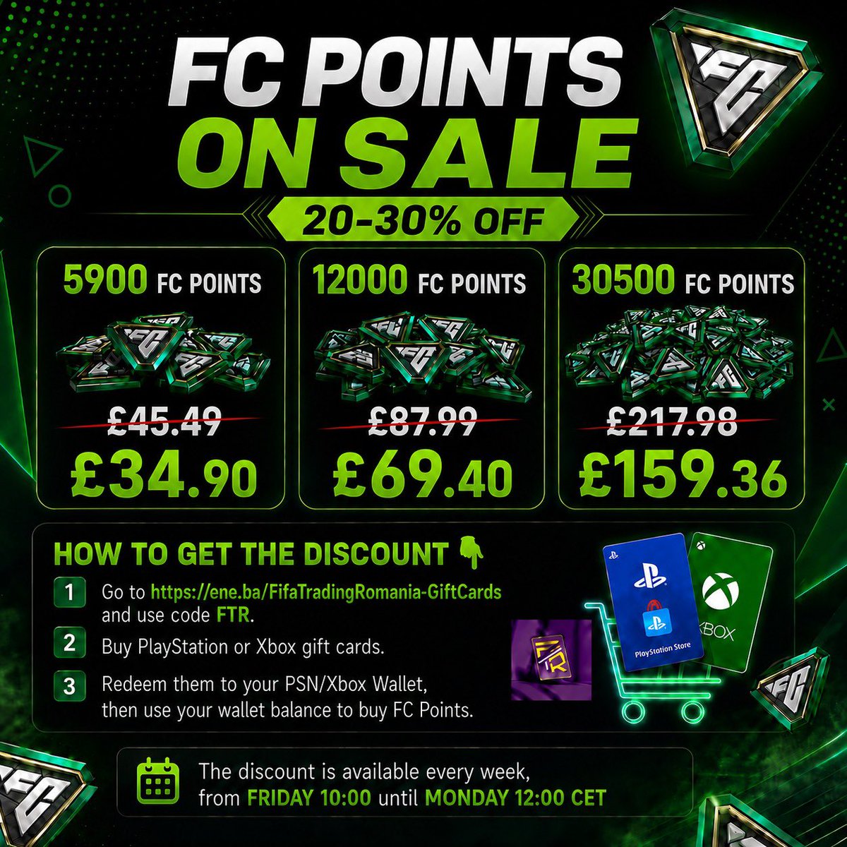 FTRGames_'s tweet photo. 🔥 1 MONTH LEFT UNTIL FC27!

Planning to buy FC Points, PS+, FC27 or GTA VI? Get them 12–25% CHEAPER! 🎮

💸 Buy discounted PS/Xbox Gift Cards:
🔗 https://t.co/L5aIRjgSuL
📔 Use code: FTR

🌍 Available in 20+ countries. Save money every week! https://t.co/4i940qEdkS