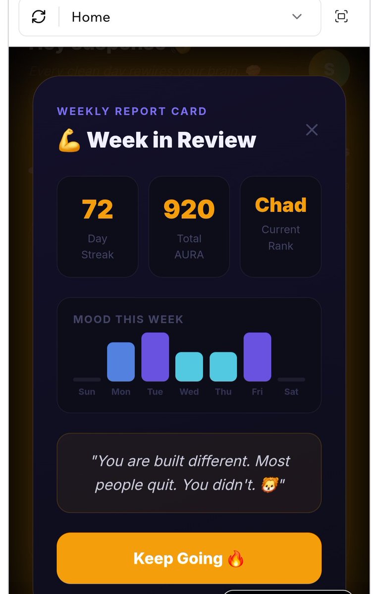 enkrataX's tweet photo. Day 39.
Enkrata now has a Monthly Reduction Report — shows how your relapse frequency, streak, and mood are trending compared to last month.
Not just "days clean" anymore. Real progress, tracked over time.
Tested it today. It works.
#buildinpublic #enkrata #nofap https://t.co/XFyx0UwalT