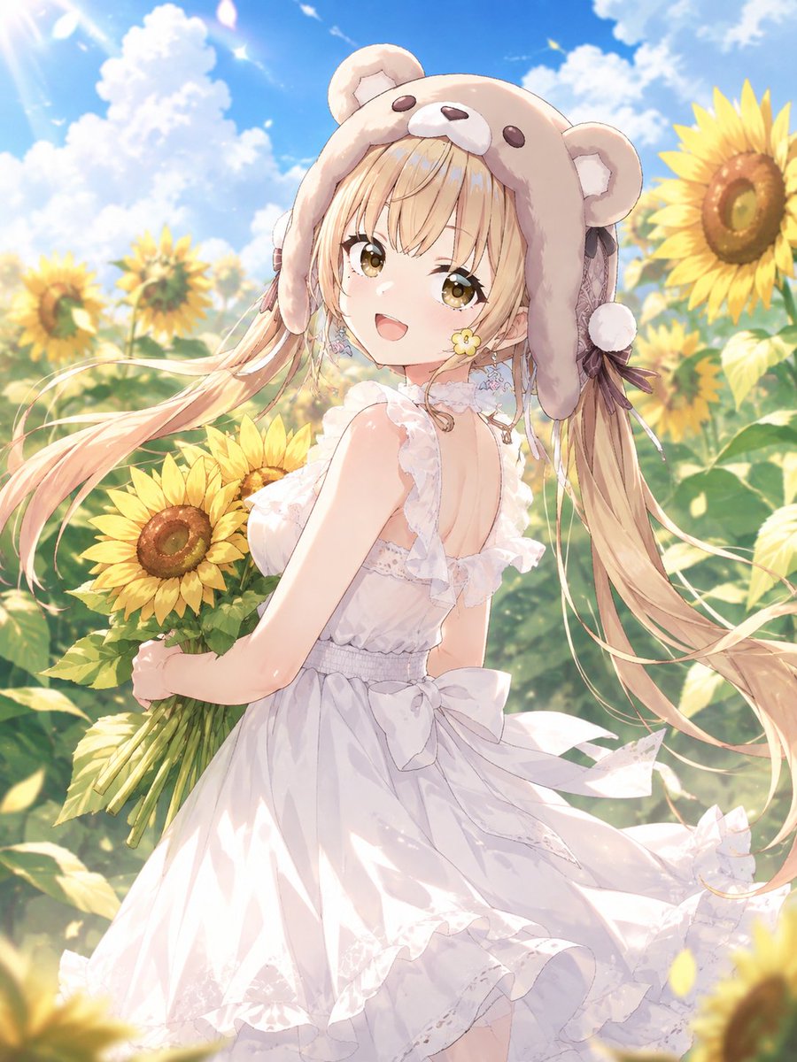 Reality_mebiusu's tweet photo. #第一回夏のハムハム絵画コンクール
ひまわり畑綺麗だったよ
……くぅ……似合う……
白いワンピースも似合う……💕 https://t.co/zSjqFvcNxH