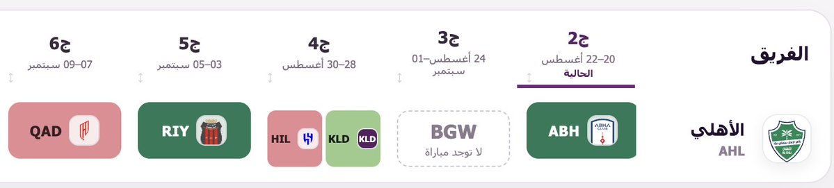 ROSHN_FDR's tweet photo. 🎯 جدول الأهلي القادم في فانتزي روشن:

🟢 GW2: أبها
⚪ GW3: بلانك
🔴 GW4: الهلال + الخلود
🟢 GW5: الرياض
🔴 GW6: القادسية
الأهلي أمامه Blank ثم Double 👀

نقطة مهمة جدًا قبل قرارات البيع والشراء والكابتن.

🔗 https://t.co/b0JDhqo8EI
#فانتزي_روشن #RoshnFDR #دوري_روشن #FantasyRSL https://t.co/MM7XaJ59YJ