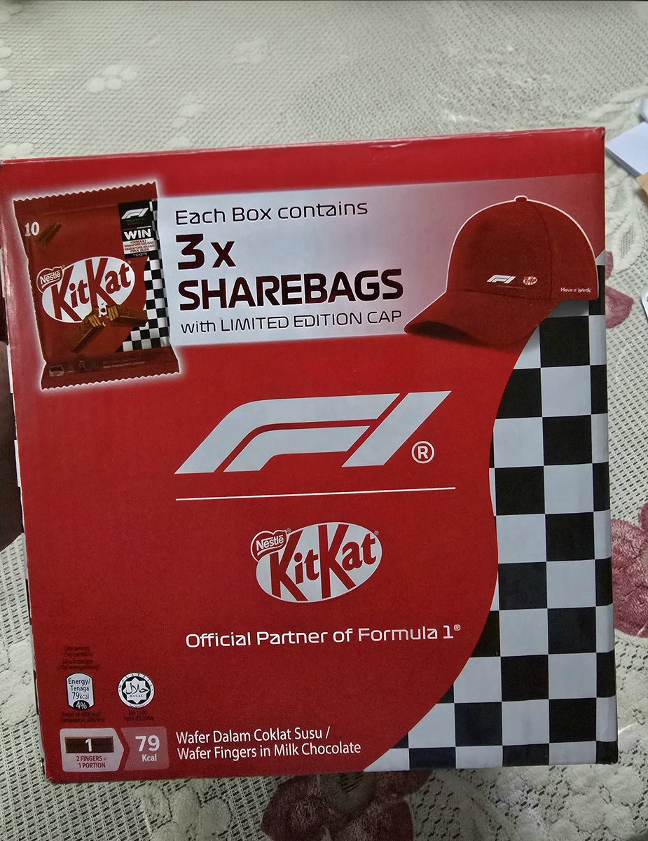 nohsungi's tweet photo. Wts F1 x KitKat Limited Edition Cap

1 box dapat 3 bungkus Kitakat juga
Ready Jakarta Barat
Only 1pcs left, dm ajaya🫶😆 https://t.co/xIjvHBMpGm