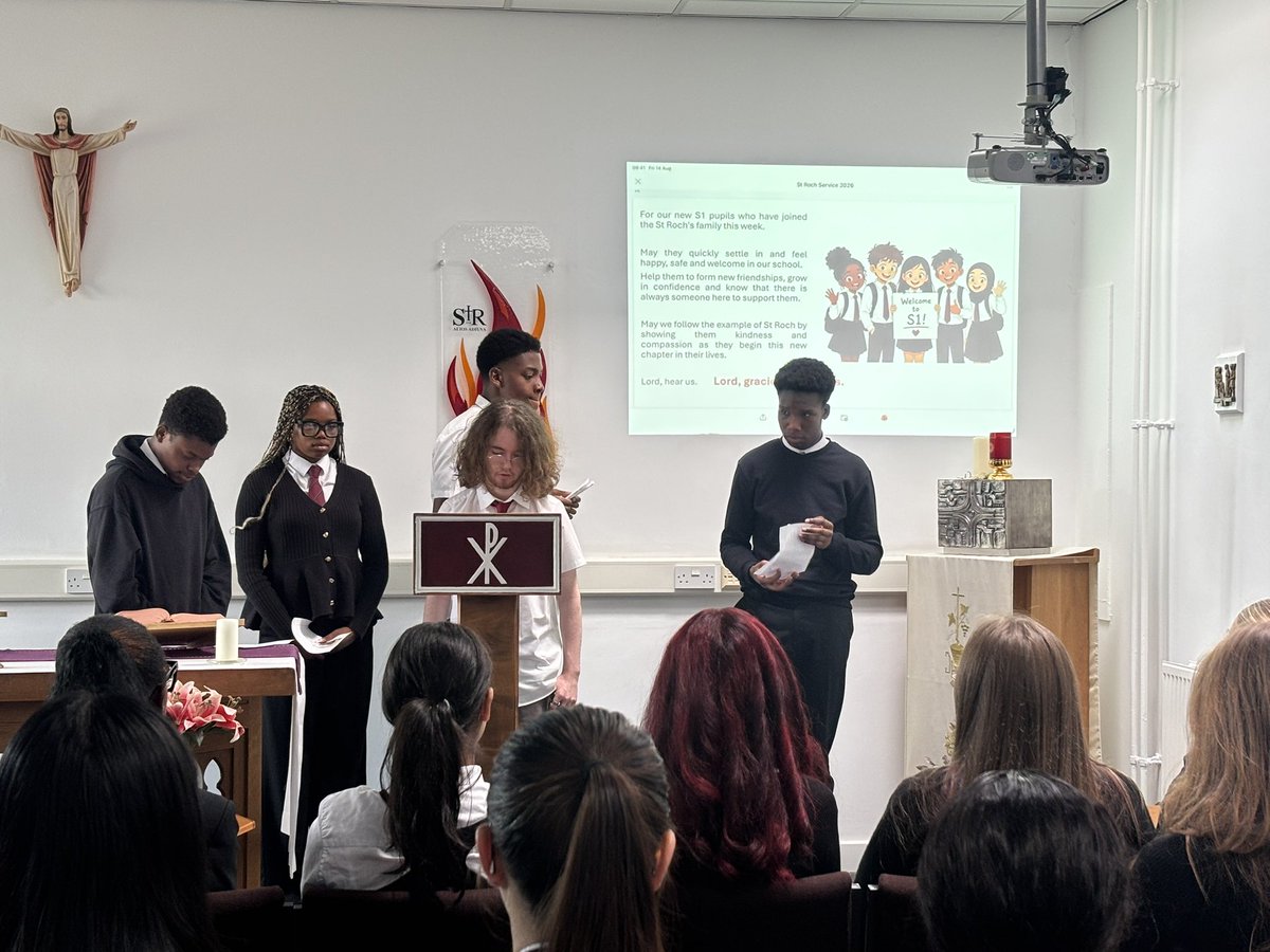 StRochRE's tweet photo. Today, the Solemnity of the #Assumption we also wish everyone a happy Feast of St Roch, our school’s patron saint. Thanks to S1, S3 and S6 pupils who read at our prayer services @St_Rochs @SaintRochsPS @rercag @SCESDirector #StRoch https://t.co/QAo77whU8f