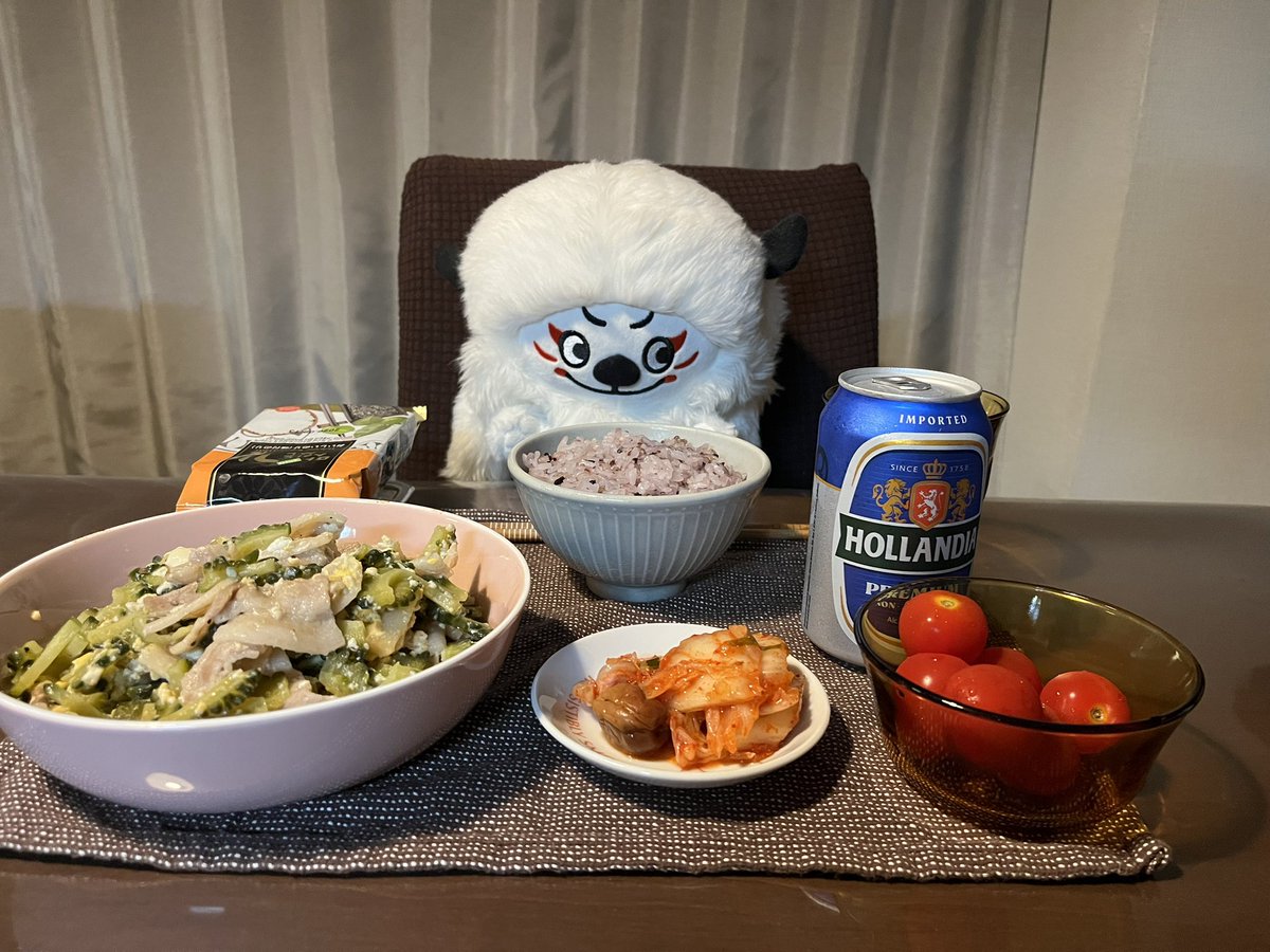 happitrp's tweet photo. 今年初ゴーヤチャンプル
僕)ゴーヤチャンプルで乾杯しよ🍻明日から仕事忙しいからノンアルで😊
⚪️はーい大丈夫です😊
#レンジー #うちのレンジー https://t.co/IpZRPEd4qv