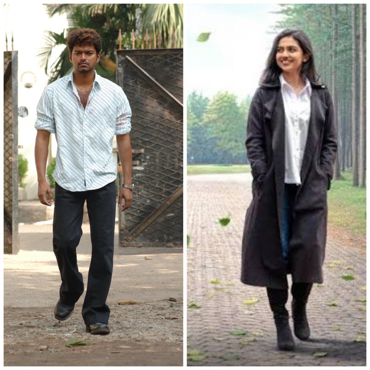 suriya_depp's tweet photo. @THEDEMON_SFC Thalapathy reference 💥

#vijay walking with legs
#mamitha walking with legs https://t.co/jP6bVX5ite