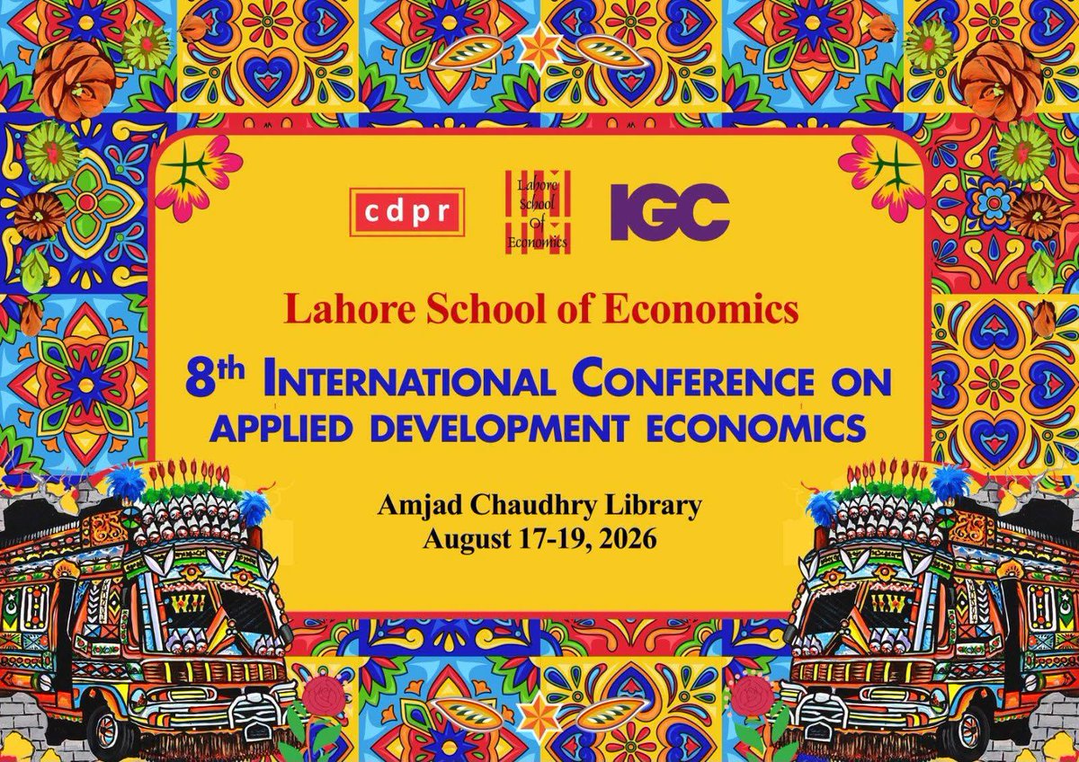 Lahore_School's tweet photo. Lahore School of Economics 8th International Conference on Applied Development Economics (17-19 Aug 2026) #ADE2026

https://t.co/PjnC1Ki8iT

https://t.co/FVmrRaBiYS

@CDPRPak, @The_IGC, @INNOVATE_CENTRE, @CREB_Pak https://t.co/99lZclsQyX