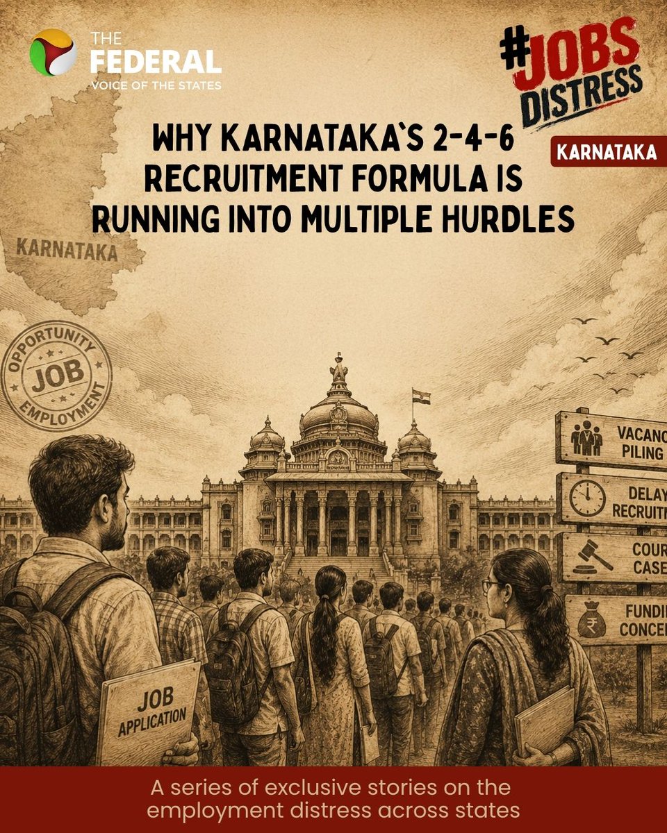 TheFederal_News's tweet photo. #JobDistress | Between a cash-strapped finance department, a KPSC with a chequered past, and just 21 months left in its term, the DKS government faces an uphill task in delivering on its recruitment promise, writes Chandrappa M.
The Federal is running a series on the nationwide government jobs distress, with ground reports and in-depth analyses from various states.
Read more: https://t.co/PIIHB9ZOhJ
#KPSC #Karnataka #DKShivakumar #JobsDistress #GovernmentJobs #Recruitment #Unemployment #ChandrappaM #KarnatakaGovernment #GovtVacancies