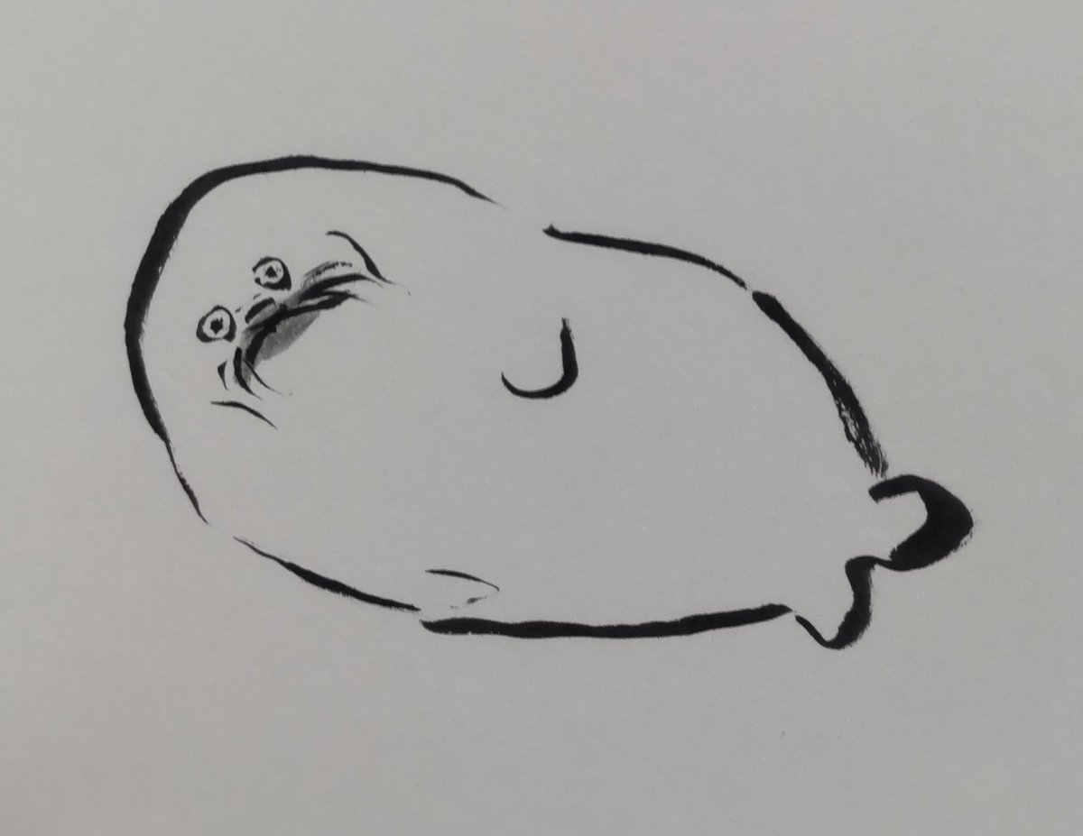 jissunboshi96's tweet photo. 夏休み初日のアザラシと、夏休み最終日のアザラシを描きました。 https://t.co/HN0j3pNg97