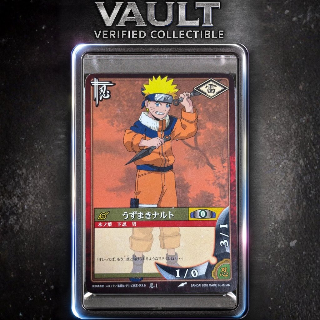 LockUpTheVault's tweet photo. 🚨⚡️ BREAKING ⚡️🚨

$VAULT just acquired and locked🔒Card #1 from the first-ever Naruto TCG (2002)!

The beginning of #Naruto TCG history. https://t.co/lIA5vtcVKG