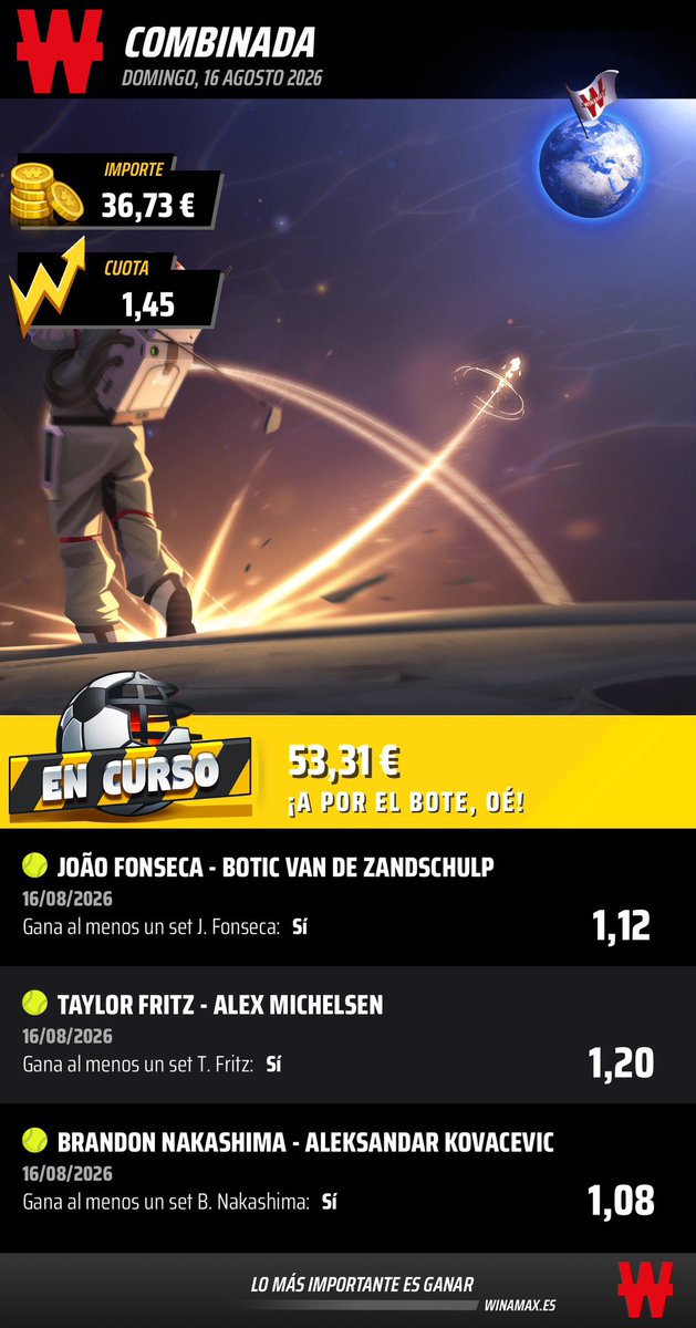 GREENPlCKS's tweet photo. 🟢 RETO 5€ → 777€ | DÍA 7/15

No veo nada claro hoy tocan más selecciones. Aún así, a por ello!

🎯Gana al menos un set J. Fonseca 🇧🇷
🎯Gana al menos un set T. Fritz🇺🇸
🎯Gana al menos un set B. Nakashima🇺🇸
📊 Cuota: 1.45

Séptimo paso de los 15.💚
Todo en nuestro Telegram. https://t.co/7Fgg3gVmsX