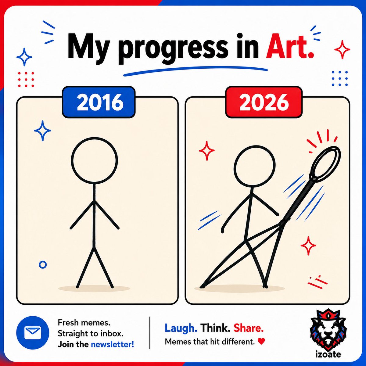 izoate's tweet photo. 2016: βIβm learning to draw.β βοΈ
2026: βI have unlocked the final boss.β ππ
#ArtProgress #ArtMeme #ArtistLife #DrawingMeme #Meme #FunnyMemes #Izoate https://t.co/KsgCYYQQrr
