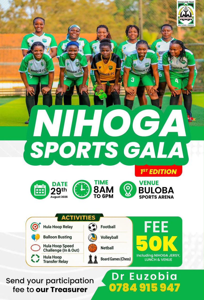 KKCRAUganda's tweet photo. You are all invited to this sports Galla.
Fee is 20k per head and it covers food and entrance fee. But with Jersey, it is 50k.

Children can also come and be part of this. https://t.co/XqWkQy2YOS