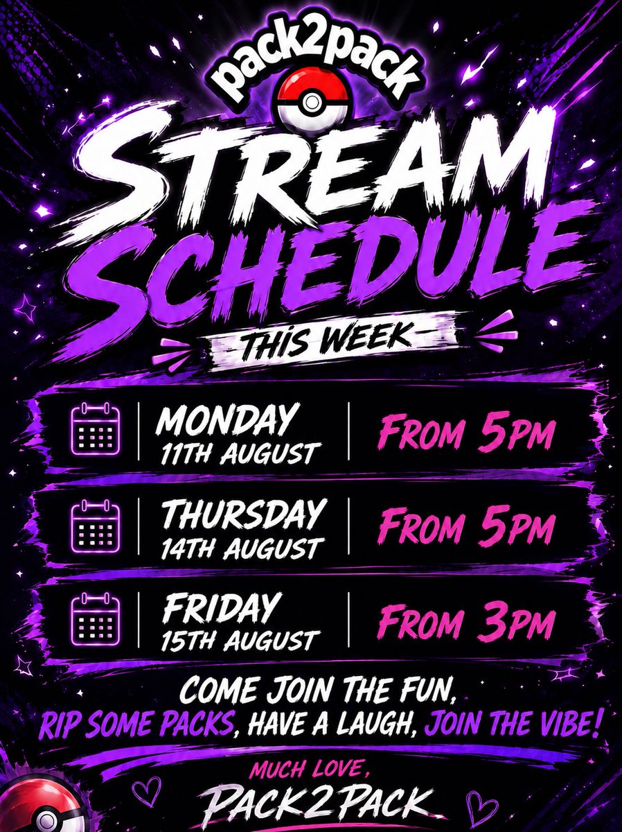 JamesPoppa7623's tweet photo. Schedule this week ❤️🫶🏼 #ripandship #pokemon #streamer #tiktok https://t.co/gWrr6jKIUt