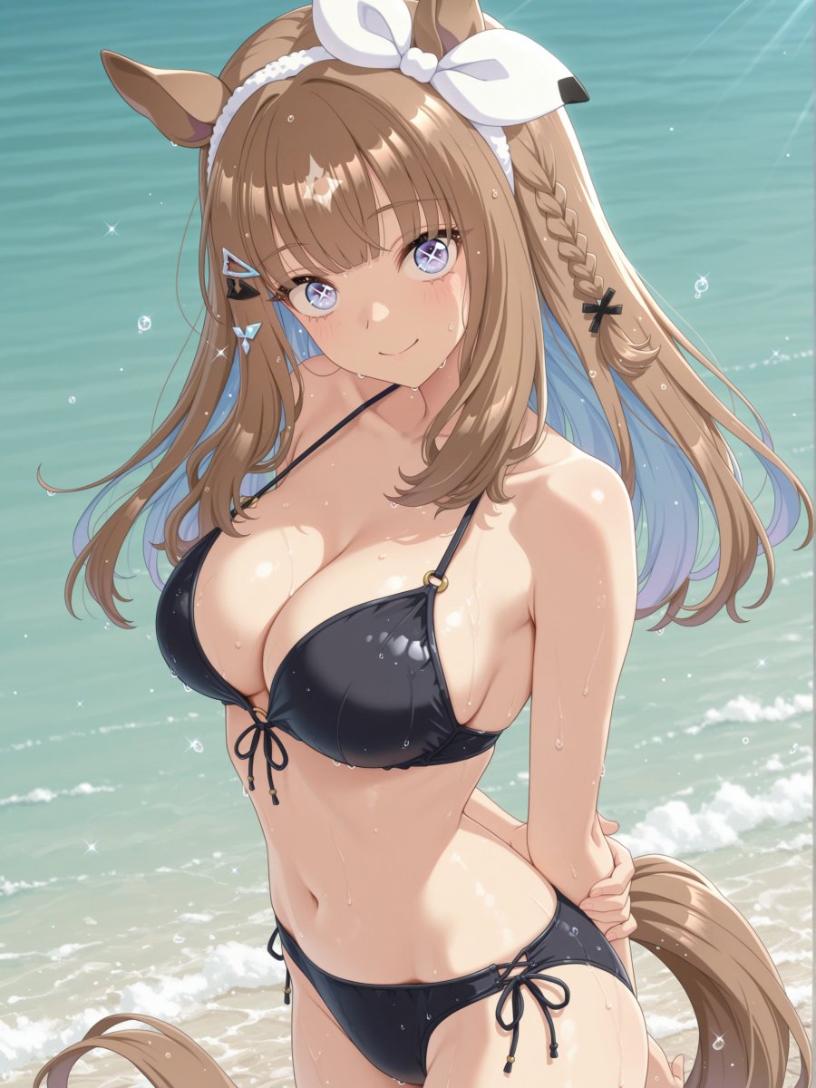 夏の海を楽しむ水着アーモンドアイ🌊 #AIart #アーモンドアイ #ウマ娘