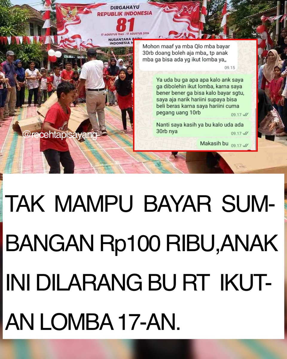 recehtapisayng's tweet photo. Gak papa ga ikut lomba der, duitnya bisa di pakai buat makan. https://t.co/2gsjgFOkvW