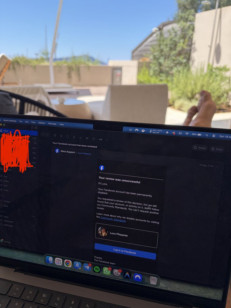 LucaFilopante's tweet photo. @Meta we spend 200k a month at your company, profile banned for a trip in Greece 😅🤦🏻‍♂️ https://t.co/Y544Kec7Ly