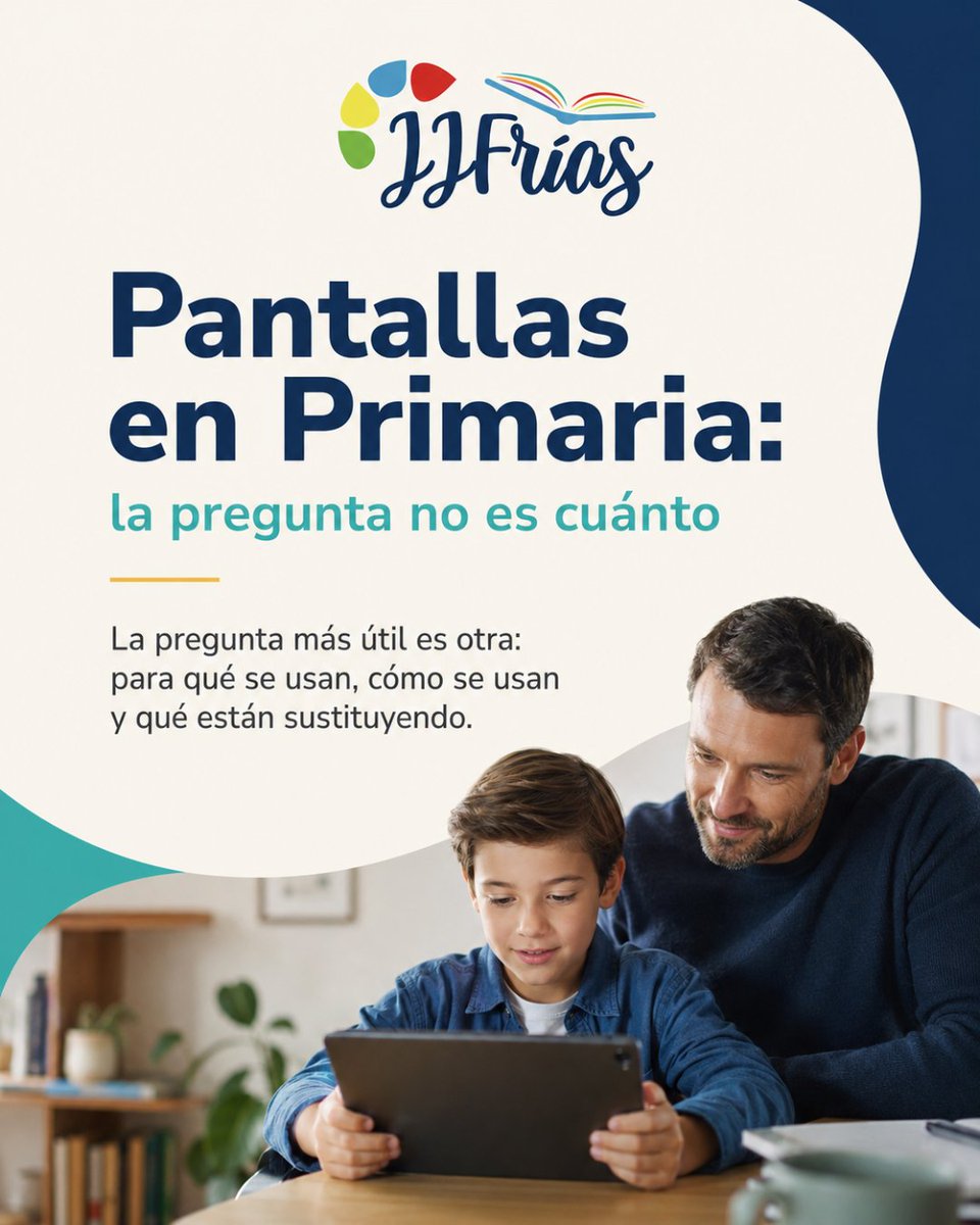 JAJFrias's tweet photo. ¿Y si el debate sobre las pantallas en Primaria no pudiera resolverse contando minutos?

Importa el tiempo, sí. Pero también para qué se usa la pantalla, qué hace el niño mientras la utiliza, quién acompaña y qué actividad está desplazando.

🔗 https://t.co/sRHboFopTh https://t.co/MQz3p5igfV