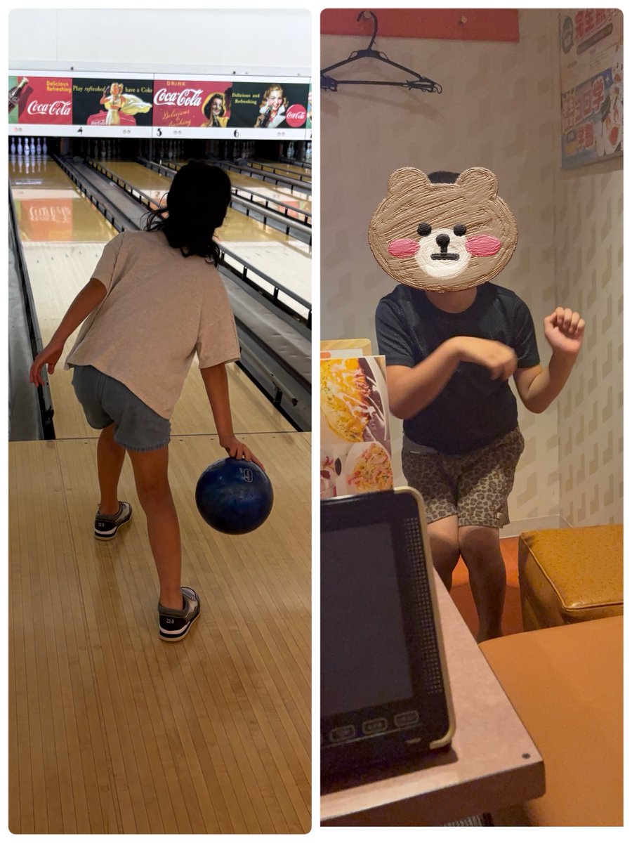 0702Chan's tweet photo. 8/13♡4人で何気に初のボーリング🎳&amp;カラオケ🎤へ行ってきました♡
ボーリング、大人も何年振りかしら？笑
カラオケ、息子っちが踊りまくってウケた😆ww昔の曲を歌いまくる母ですが、子どもらも知ってて一緒に歌ったり、なかなか感慨深かったわ✨🥹
またみんなで行こうね🎵 https://t.co/zlWoTo4lnz