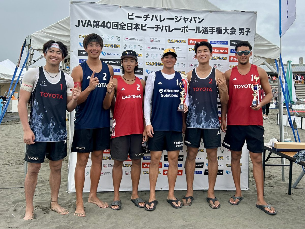 TOYOTABV's tweet photo. 【試合結果】
ビーチバレージャパン
8/14-16 鵠沼海岸（神奈川県）

📍決勝
#水町泰杜/ #黒澤孝太 🆚#安達龍一/黒川魁
2(21-17,21-17)0

水町/黒澤ペアは優勝🏆
安達/黒川ペアは準決勝🥈
で本大会を終えました。
応援ありがとうございました✨

#toyotabeachvolleyball
#トヨタビーチバレーボール https://t.co/x4ozRey8EV