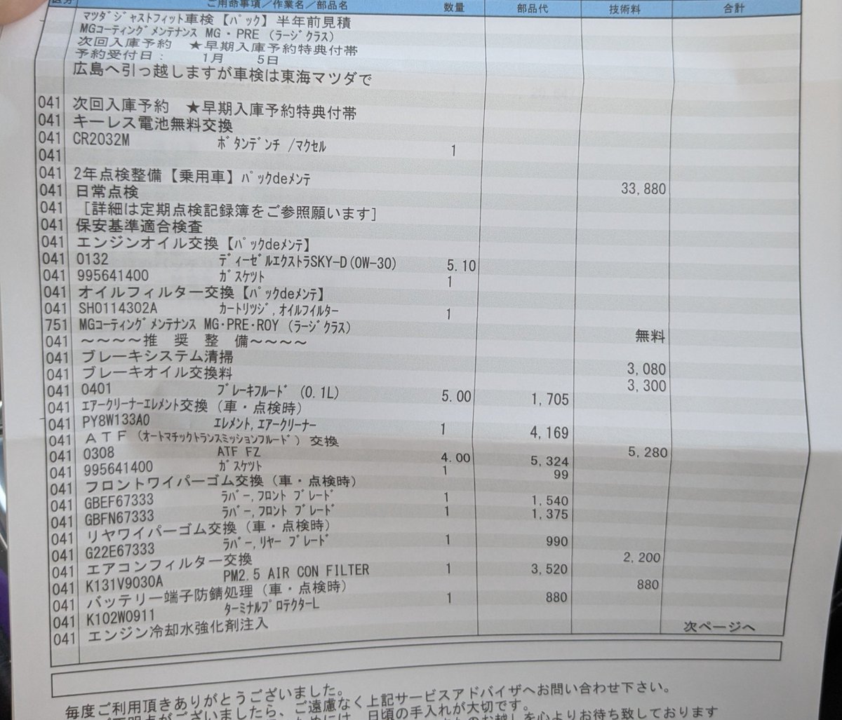 mazda2_cx8's tweet photo. まさかの138,078円で済みました
メンテパック加入済とはいえもっとかかると思ってた🙄

ちなみに入庫する度
「ブレーキパッド替えてないよね？」
「ブレーキ踏んでる？」
って謎の確認が入ります。笑
タイヤと同じで謎に長持ち… https://t.co/Gr5i9sCv2p