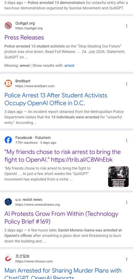 brucelros134's tweet photo. Right now there is a HUGE protest against OpenAI just a few blocks away from the White House and we have ZERO coins for it.

There are literally SO many posts on it?

This is a GIGA.

https://t.co/16Be5PepA6 https://t.co/x8cp3y4ivs