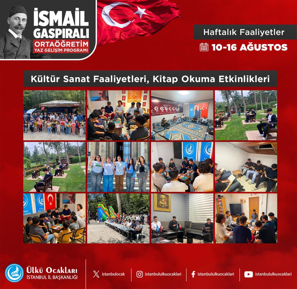 Aalparslandogan's tweet photo. Ülkü Ocakları İstanbul İl Başkanlığı olarak, Ülkü Ocakları Genel Merkezimizin öncülüğünde gerçekleştirdiğimiz “İsmail Gaspıralı Ortaöğretim Yaz Gelişim Programı” Ağustos ayı boyunca tüm hızıyla devam ediyor! ✨

Eğitim-öğretim dönemi öncesinde yaz tatilini verimli geçirmek isteyen tüm ortaöğretimli kardeşlerimizi bekliyoruz. 🇹🇷