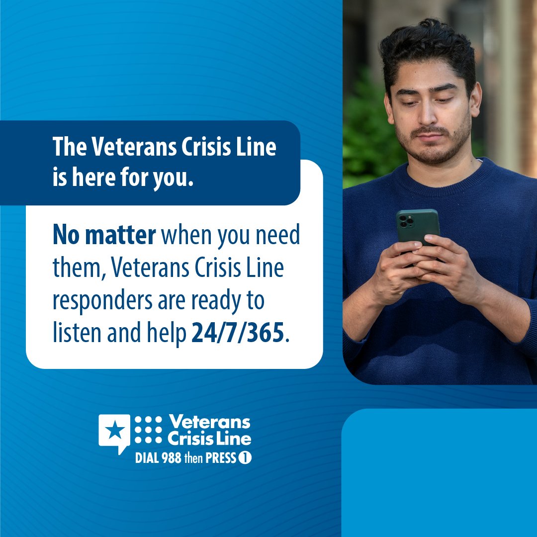SOWW_va's tweet photo. #VeteransCrisisLine
Dial 988 and press 1
Text 838255
Chat live at https://t.co/ClwvYLCMtB
#988plus1 #YouAreNotAlone #WillingWarriors #VeteranSupport #HopeIsHere #WarriorRetreat #HaymarketVA #PrinceWilliamCounty #NOVA https://t.co/wq7Z07nZxn