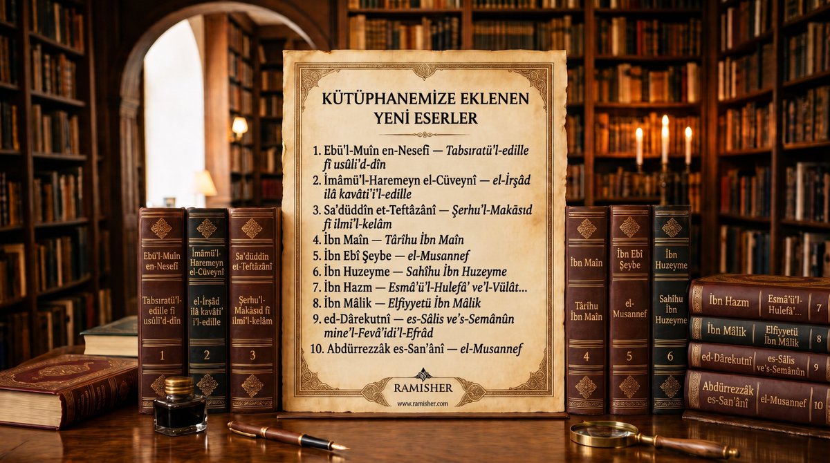 Ramisherlibrary's tweet photo. Sizlerden gelen değerli talep ve istekler doğrultusunda kütüphane arşivimizi geliştirmeye devam ediyoruz. Görselde yer alan yeni eserlerin tercüme sürecini tamamlayarak sizlerin istifadesine sunduk; bu kıymetli eserlerin çalışmalarınıza rehberlik etmesini dileriz.

İstifadenize vesile olması dileğiyle, keyifli ve verimli okumalar dileriz.

🔗 https://t.co/YXl4Ri3ykg