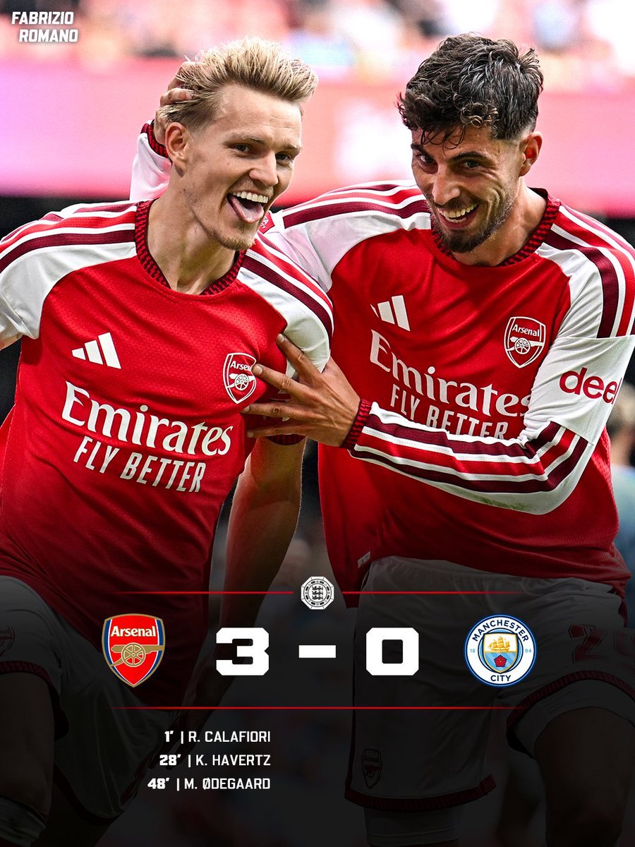 AttamaRaphael's tweet photo. Arsenal just won their first cup of the season by beating Manchester City at Wembley to win their 18th Community Shield! 1️⃣8️⃣✨

#ARSENAL
#ARSMAC https://t.co/Iqc6en1nIi