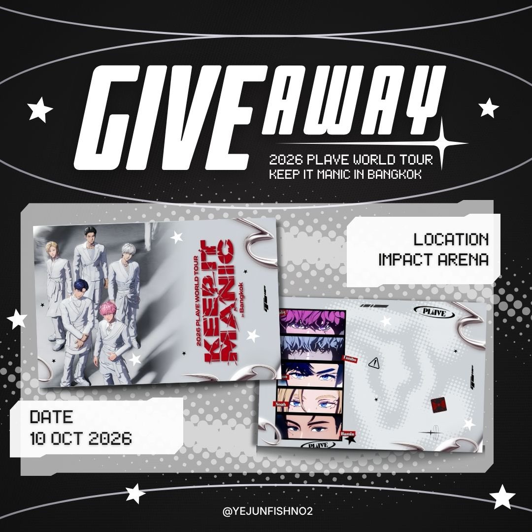 YejunFishno2's tweet photo. Welcome to PLAVE CONCERT🔥

ㅡ 𝐭𝐢𝐜𝐤𝐞𝐭 𝐡𝐨𝐥𝐝𝐞𝐫 ( 400 pc. )

✔️ RT &amp; show ticket (card or paper)

มารับกันเยอะ ๆ นะค้าบ ทำมาเยอะมาก ๆ😭✨

#PLLIมาแจก
#KEEP_IT_MANIC_in_Bangkok #2026_PLAVE_World_Tour_in_Bangkok https://t.co/r0FqzjQ633