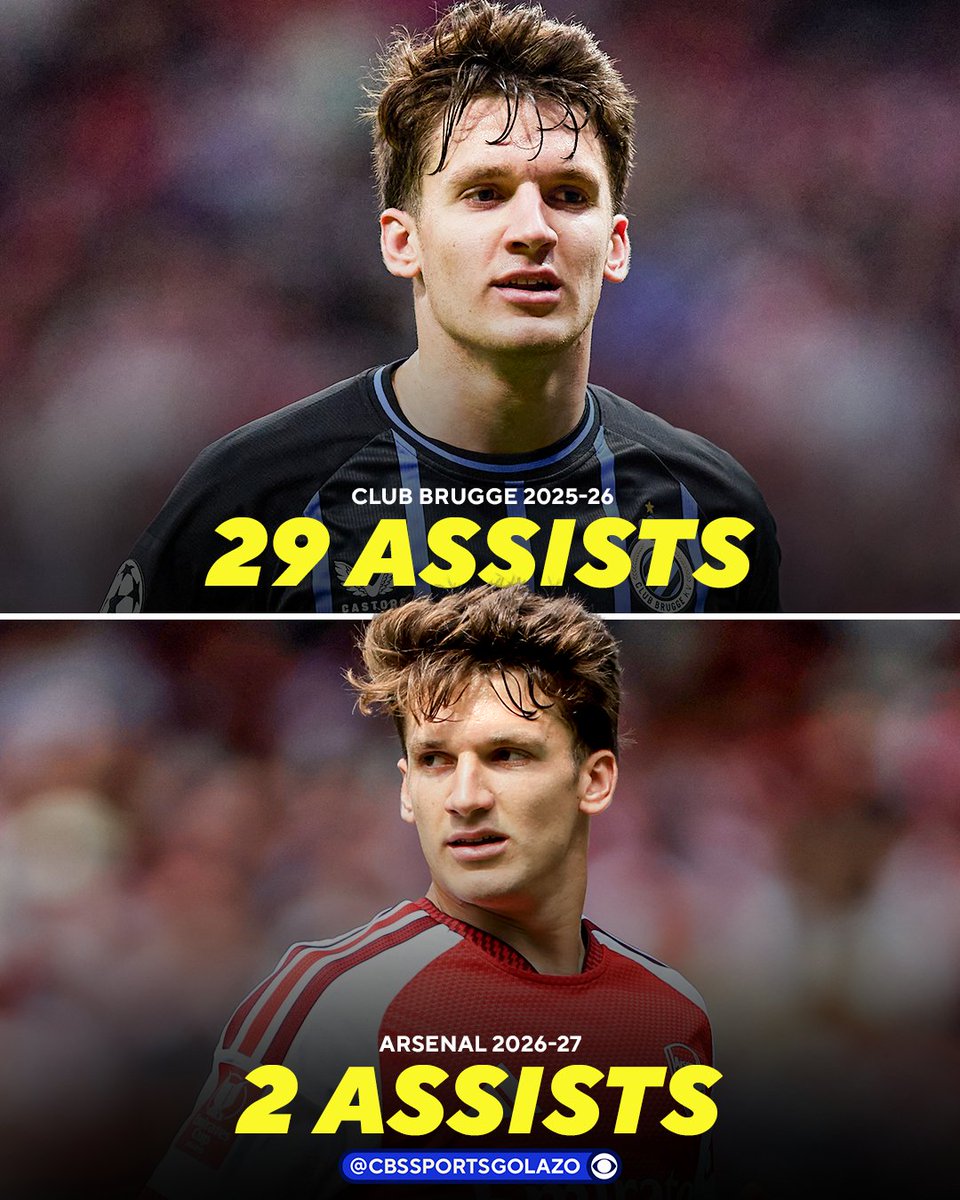 CBSSportsGolazo's tweet photo. Christos Tzolis registered 29 assists across all competitions for Club Brugge last season.

Two assists on his competitive Arsenal debut. He's picked up right where he left off 🪄 https://t.co/M5r5gTNmy5