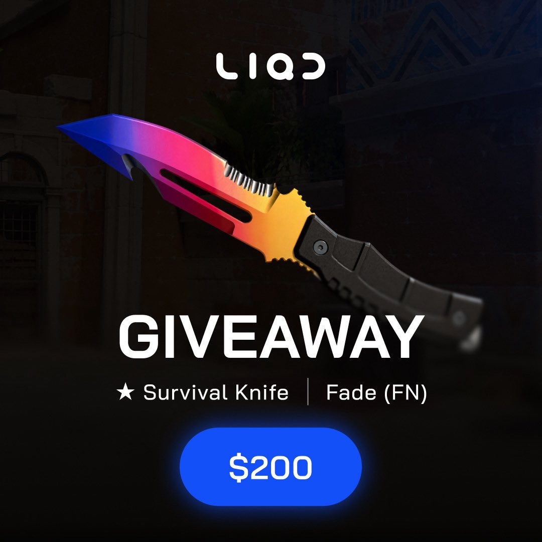 CS2LIQD's tweet photo. 🚨 CS2 Giveaway!
⭐ Survival Knife | Fade (FN)

✅ Follow @CS2LIQD &amp; @LIQDgg
✅ Repost this + Tag 3 friends

The winner will be drawn on August 31! Good luck 🥳 https://t.co/xqneH6pcBT