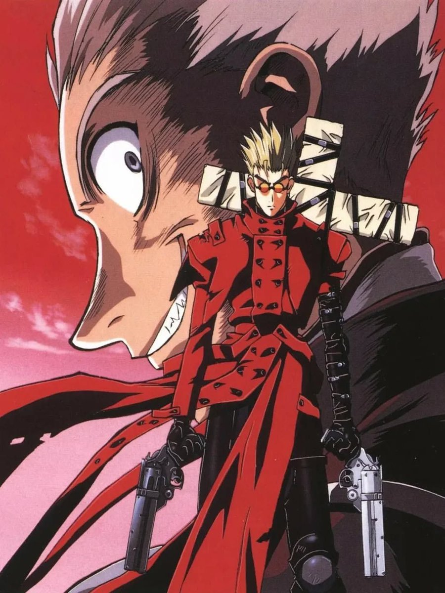 retro_anime's tweet photo. Trigun artwork by Yasuhiro Nightow https://t.co/imwTmuzIzr