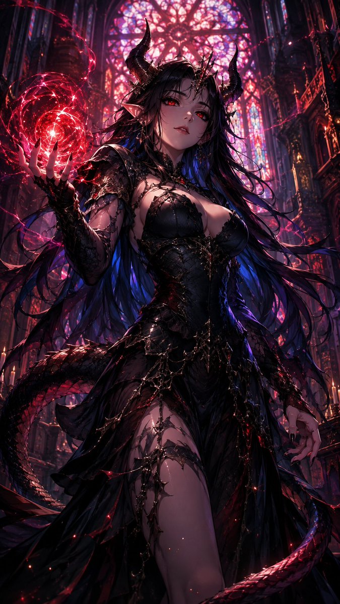 sophiasworld_17's tweet photo. Inside a dark cathedral, she unleashes a glowing sphere of crimson magic. 🖤🔮 Horned, mysterious, and dangerously elegant, she embodies pure demonic power and seductive darkness. ❤️‍🔥

#DarkFantasy #DemonQueen #Succubus #CrimsonMagic #DarkMagic #GothicFantasy https://t.co/ByT5Q5QSGH
