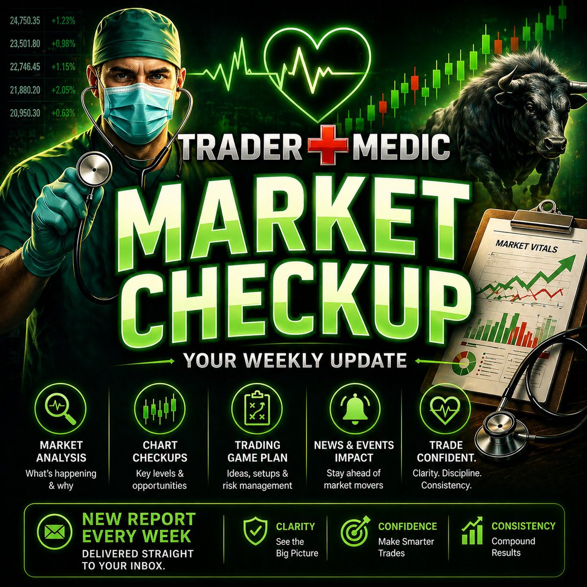 trader_medic's tweet photo. New issue is live: Trader Medic’s Weekly Market Checkup

The market held near highs, but the real story was rotation.

This week we break down:

- Energy flipping from laggard to leader
- Cloud/software momentum continuing
- AMD and AI infrastructure strength
- Why AMZN, AAPL, CSCO, AMAT, China internet, and homebuilders softened
- Key SPY / QQQ / IWM levels
- Retail earnings week: WMT, TGT, HD, LOW, BABA, DE, ROST, BJ
- Bull, bear, and most-likely scenarios
- Swing trade ideas with risk levels

If you trade stocks, options, or ETFs, this is your weekly market prep.

Subscribe free and read it here:

https://t.co/2HoHZ0Yxgh

#TraderMedic #StockMarket #Trading #OptionsTrading #SwingTrading #DayTrading #SPY #QQQ #IWM #EnergyStocks #AIStocks #RetailEarnings #MarketOutlook #TechnicalAnalysis #RiskManagement #Investing